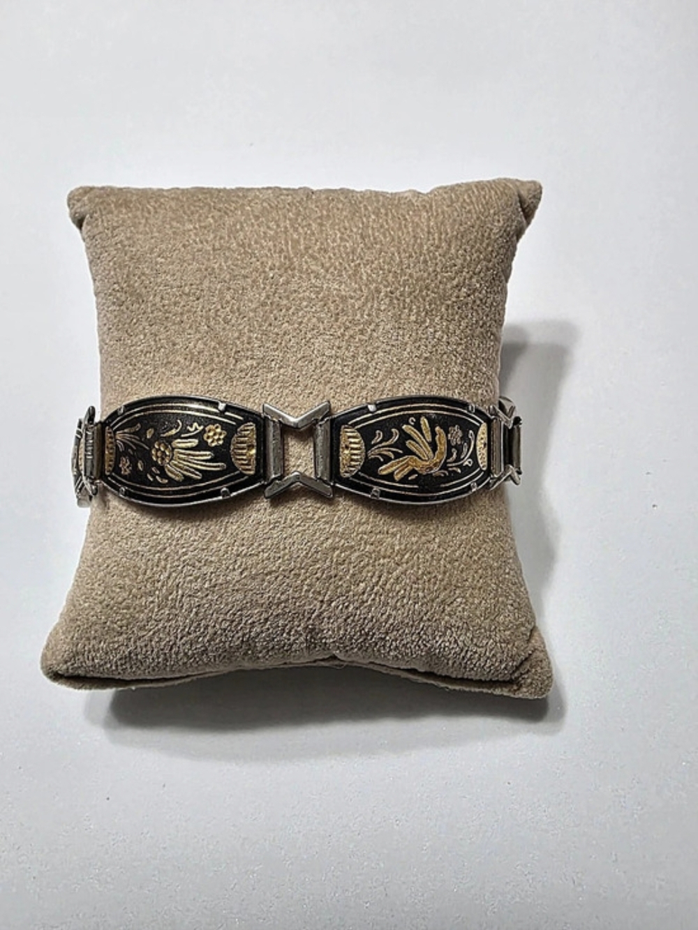 Vintage Damascene İa With Bird Design In 24k Gold Inlay From Toledo Spain